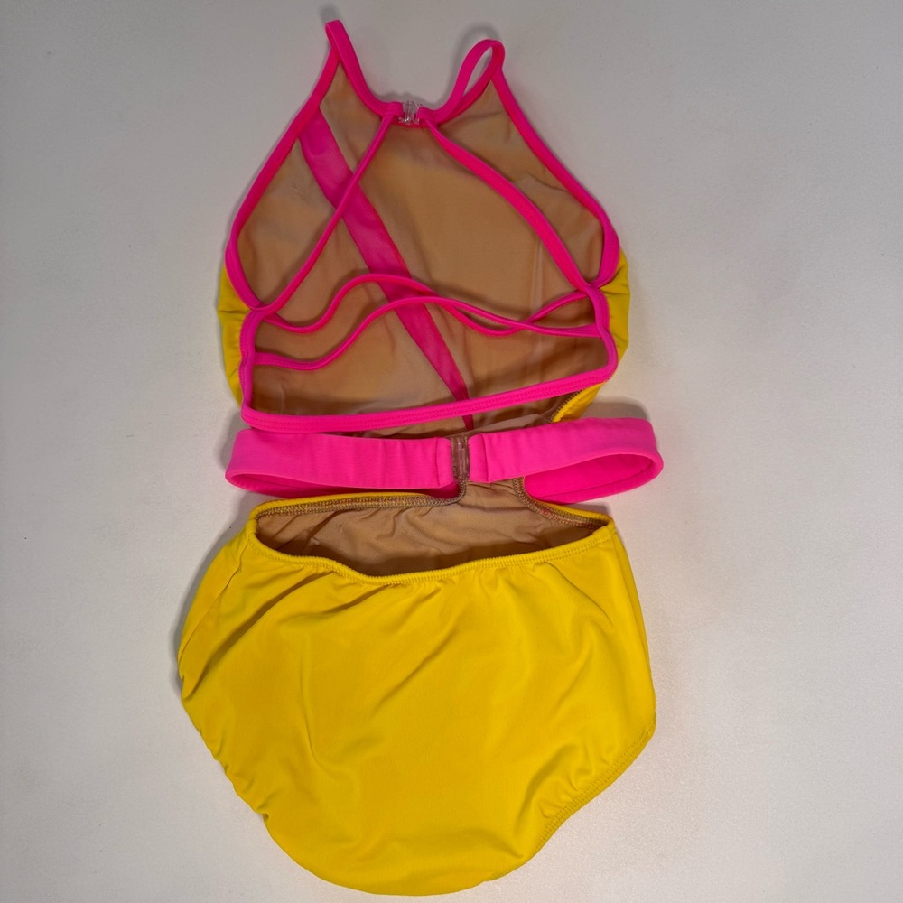 LA Dance Designs Neon Yellow and Pink Leotard Child Large - Picture 4 of 9